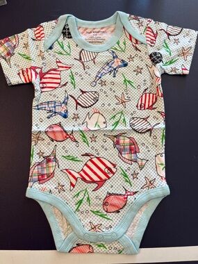 4 Count sz 24 months Just Kidding Onesie Baby Fish Print